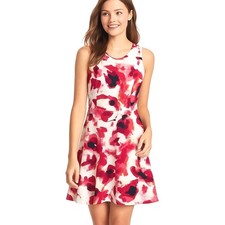 Uk2la Dress S Multicolor Floral Fit Flare Sleeveless Stretch A Line Knit