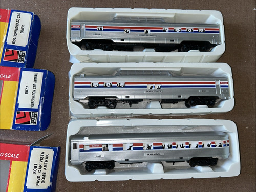 Juego de 3 vagones de pasajeros iluminados Life Like HO Amtrak - 8053, 9545, 9321 AL IKE | Zustand: New