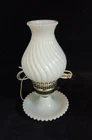 Vintage 11" Milk Glass Lamp Swirl Chimney Globe, Saucer/Trinket Base
