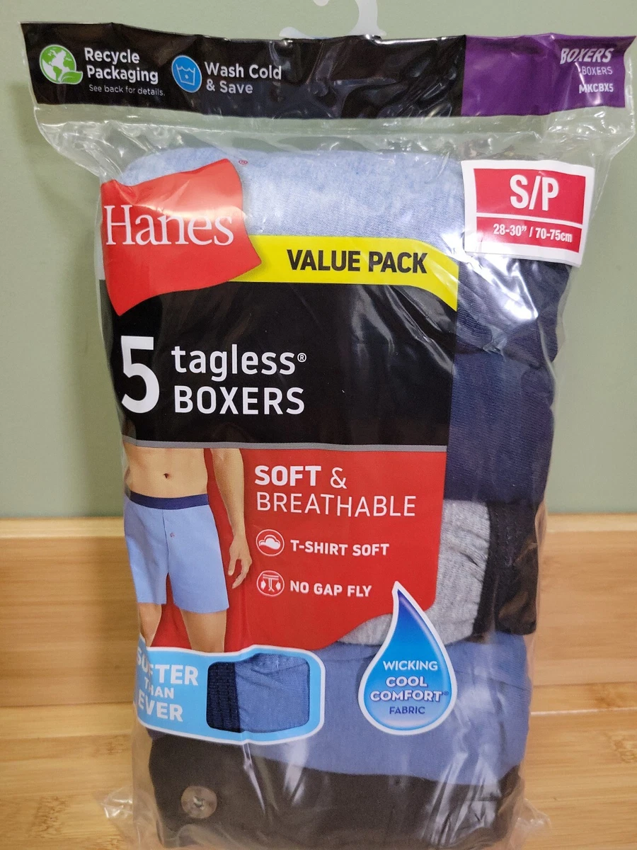 Hanes Men's 5pk Comfortsoft Waistband Boxer Briefs Size Small 28-30 waist  NWT