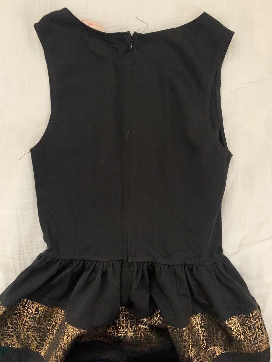 Womens Little Black Dress With Gold Accents Size Small Sleeveless | eBay