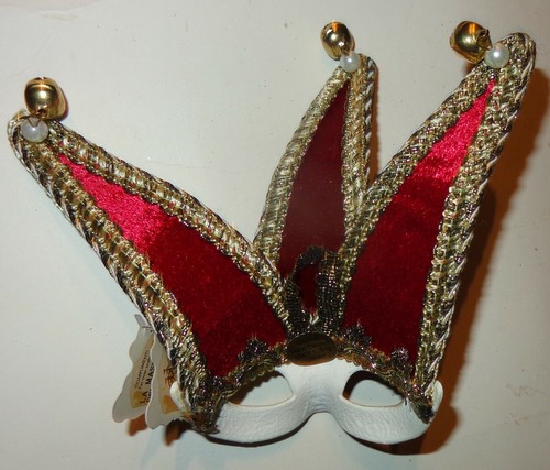 LA MASCHERA DEL GALEONE ITALIEN MASKE COMEDY DEKOR NOSTER JOKER ROT & GOLD FARBE - Bild 5 von 6