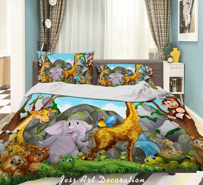 3D Cartoon Animals Forest Mountains Quilt Cover Set Bedding Sets Pillowcases 64