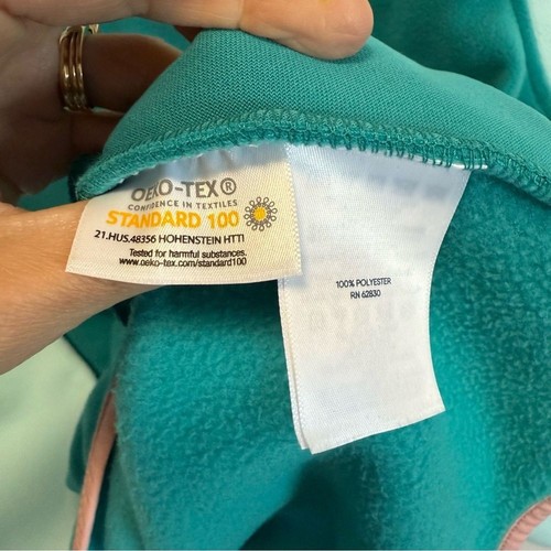 LAND’S END Heritage Fleece Snap Neck Pullover 1X Mint Teal Colorblock - Picture 8 of 10