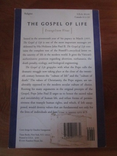 S/C BOOK THE GOSPEL OF LIFE POPE JOHN PAUL II **** MUST SEE - Picture 2 of 2