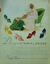 1938 Daniel Green Comfy Slippers Tea For Two Shoes Legs Vintage Fashion ad