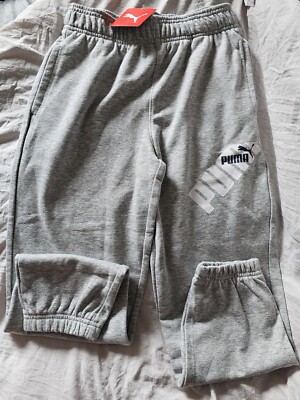 NWT Youth S Puma Power Pack French Terry Jogger-Light Heather Gray 