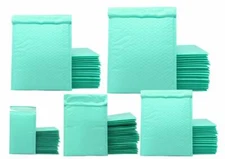 4x8, 6x10, 8x12, 10x15, 14x20 Cyan Aqua Mint Colored Poly Bubble Mailers!