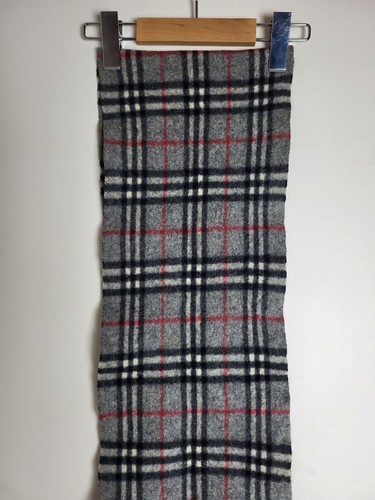 Burberry original/auténtico - bufanda vintage - gris - lana de cordero - Imagen 6 de 7