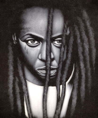Lil' Wayne Oil Portrait Black Velvet Painting Artist Signed Original Art 11x16 - 第 2/5 張圖片