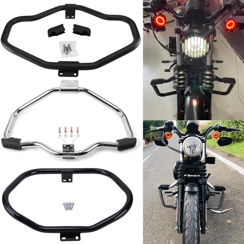 Chrome/Black Engine Guard Highway Crash Bar For 04-up Harley Sportster 883 1200 — 第 3/4 张图片
