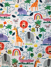 Jungle Safari Cotton Fabric Animal Wildlife Pattern DCX10441 Zebra Lion Elephant