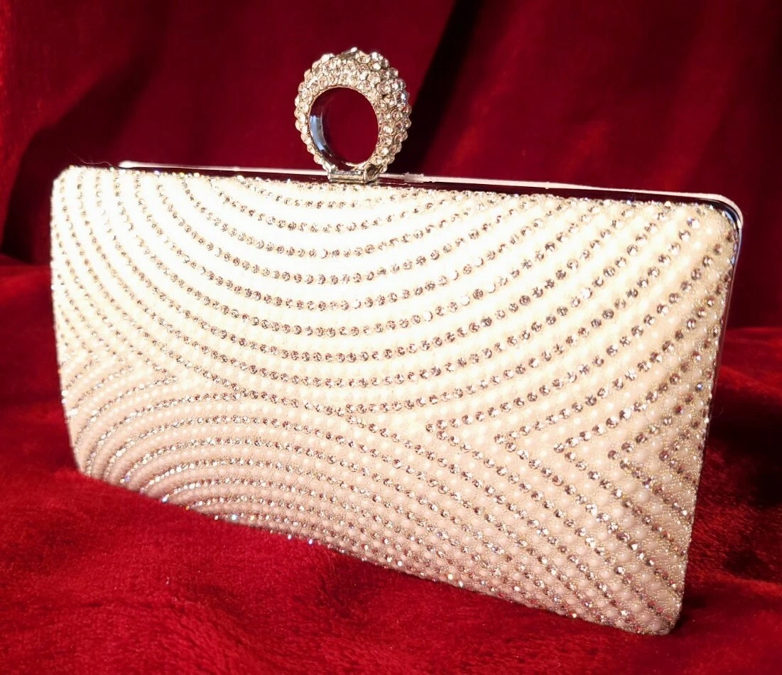 Metal Handle Crystal Evening Bags Women Boutique Pearl Rhinestone Floral  Pattern Wine Red Clutch Purses Bridal Wedding Party - AliExpress