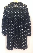 Zara Trafaluc Collection black lace with white spots smock dress, size XS
