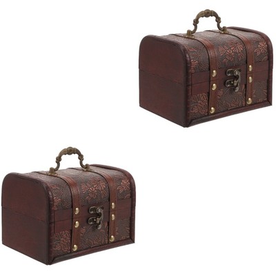  2pcs Coin Box Holz Treasure Box Vintage Trinket Box Schmuck Aufbewahrung
