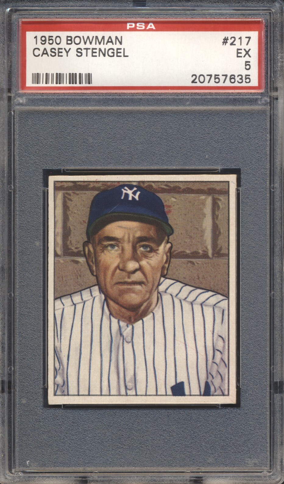 1950 Bowman Baseball Casey Stengel #217 PSA 5 NEW YORK YANKEES EX HOF