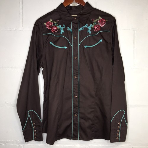 Roper Women's XL Western Shirt Embroidered Pearl Snap Old West Classics New