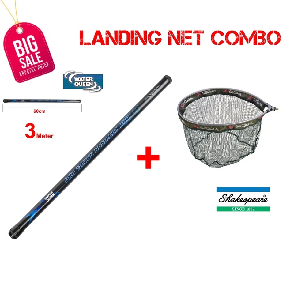 3 Meter Waterqueen Carbon PRO MATCH COMPACT 300 + Shakespeare Match Net Combo