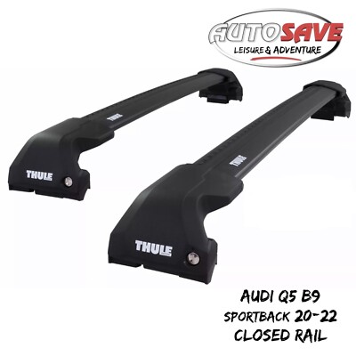 Thule WingBar Edge Black Roof Bars for Audi Q5 Sportback B9 20-22 Closed Rail