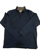 mens WRANGLER AUTHENTICS 1/4 ZIP PULLOVER Size Large Navy Side Vents Polyester