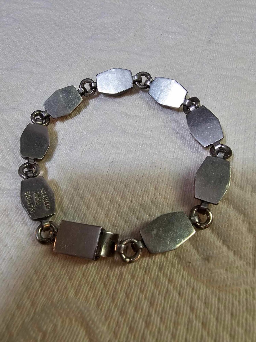 1970's mexico 925 Sterling TC -174 Multi stone bracelet w