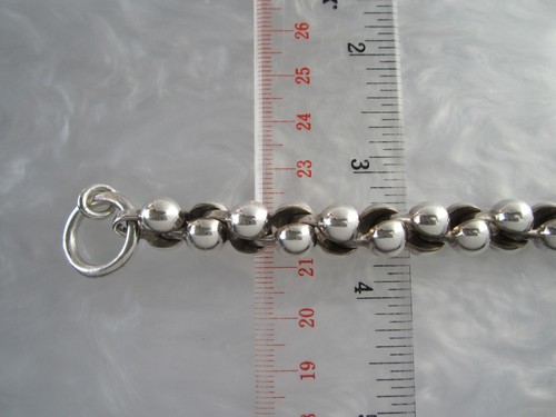 VINTAGE INDIANISCHES NAVAJO HALBPERLEN MASSIVES STERLINGSILBER ARMBAND 8” L, 49 g - Bild 20 von 20