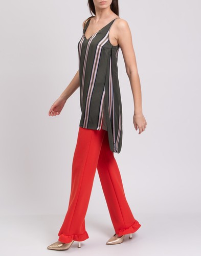 RRP€850 ADAM LIPPES Vest Top US4 S Silk Lined Striped Slit Sides Dipped Hem - Picture 2 of 9