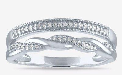 Damenband echtes Diamant Sterlingsilber Größe 7