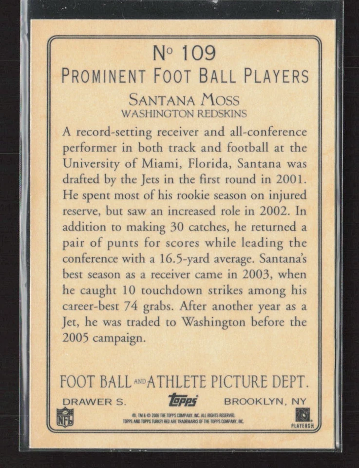 2005 Topps Turkey Red #109 Santana Moss Washington Redskins (E) - Image 2 of 2