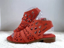Diba Womens Suede Cut Out Sandal Style #71318 Dreamer Sz 6M Red
