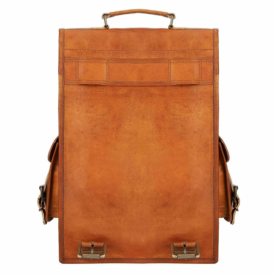 Mochila para computadora portátil adicta a los viajes de cuero de 18" para hombre Mochila Bolso bandolera Foto 2 de 4