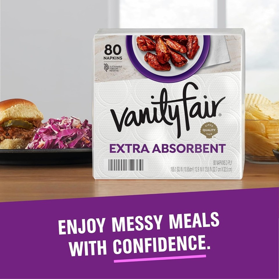 Vanity Fair Extra Absorbent Premium Paper Napkins, 160 Count