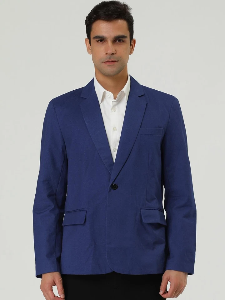 Men's Lace Up Midwind Back Single Button Blazer Blue XL (46 EU) - Image 2 of 4