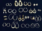 19 Pairs VTG ESTATE EARRINGS All Gold Tone Costume Jewelry HOOPS Dangle + NICE