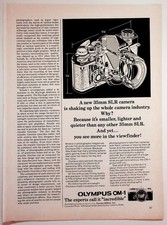 Olympus OM-1 1976 Original 8x11 Print Advertisement Vintage Camera Ad