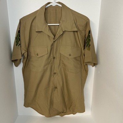 U.S. MARINE CORPS KHAKI 2115 SHORT SLEEVE POLY-COTTON SHIRT SIZE Medium