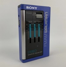 Sony SRF-35W FM/AM Walkman Radio Blue Stereo Graphic Equalizer Vintage Works