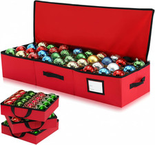 Christmas Ornament Storage Box, Stores 96 3" Ornaments, with Adjustable Dividers