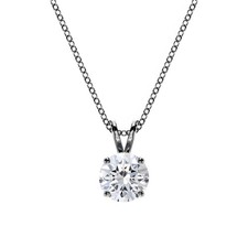 IGI 1 Ct D-F / VVS Round Lab Grown Diamond Pendant Necklace 14K White Gold