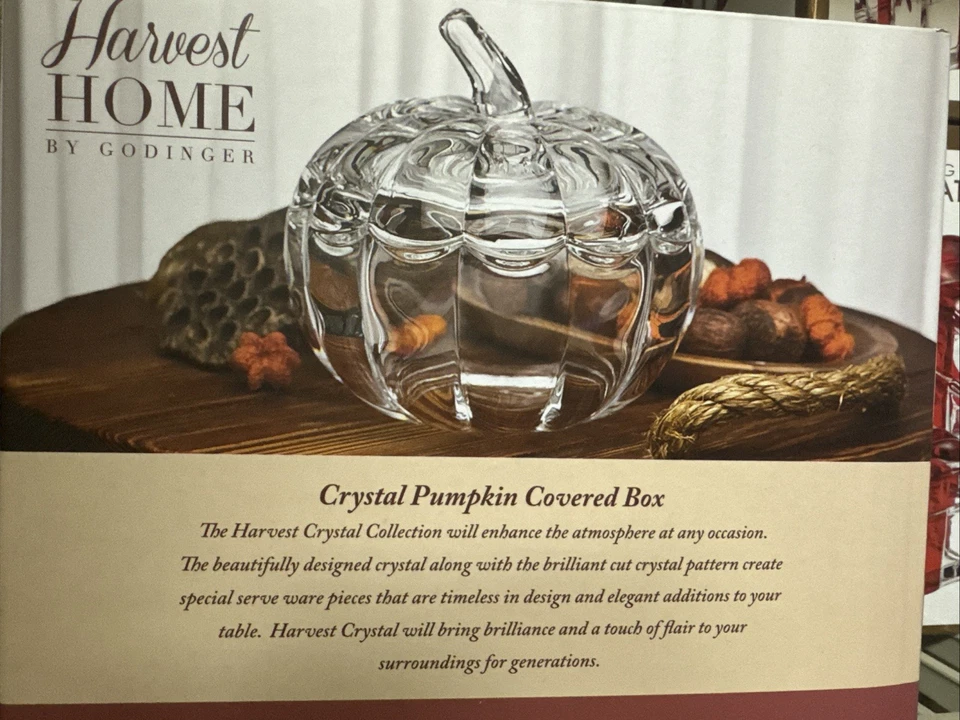 Godinger Cosecha Colección Cristal Calabaza Caja Cubierta Otoño Acción de Gracias Foto 3 de 4