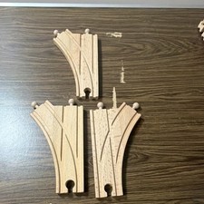 Thomas Wooden Railway 6 1/2 Curve Switch track Female to Male/Male Set of 3