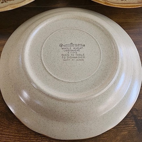 Lot Of 5 Mikasa Whole Wheat Jardiniere 8" Salad Plates E8016 Vintage Stoneware - Picture 4 of 4
