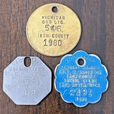 3 Dog Tag - Iron River, Mich. U.P. Tags License
