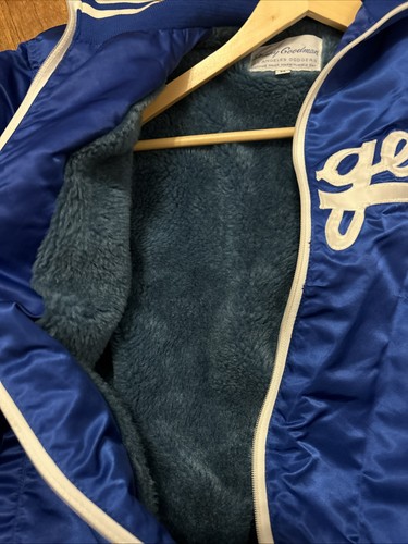 Vintage LA Dodgers Danny Goodman Satin Bomber Script Zip Up Lined Jacket Men M - Foto 13 di 13