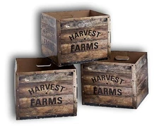 3-PC Realistic-Look Apple Crates Printed Cardboard Boxes Fall Party Decor  #612
