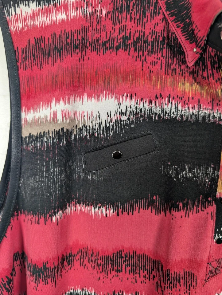 Camisa polo de golfe Jamie Sadock feminina XL rosa preta listrada sem mangas moderna - Imagem 4 de 4