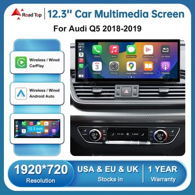 12.3'Wireless Carplay Screen Stereo Multimedia Navi For Audi Q5 SQ5 MIB2 2018-19