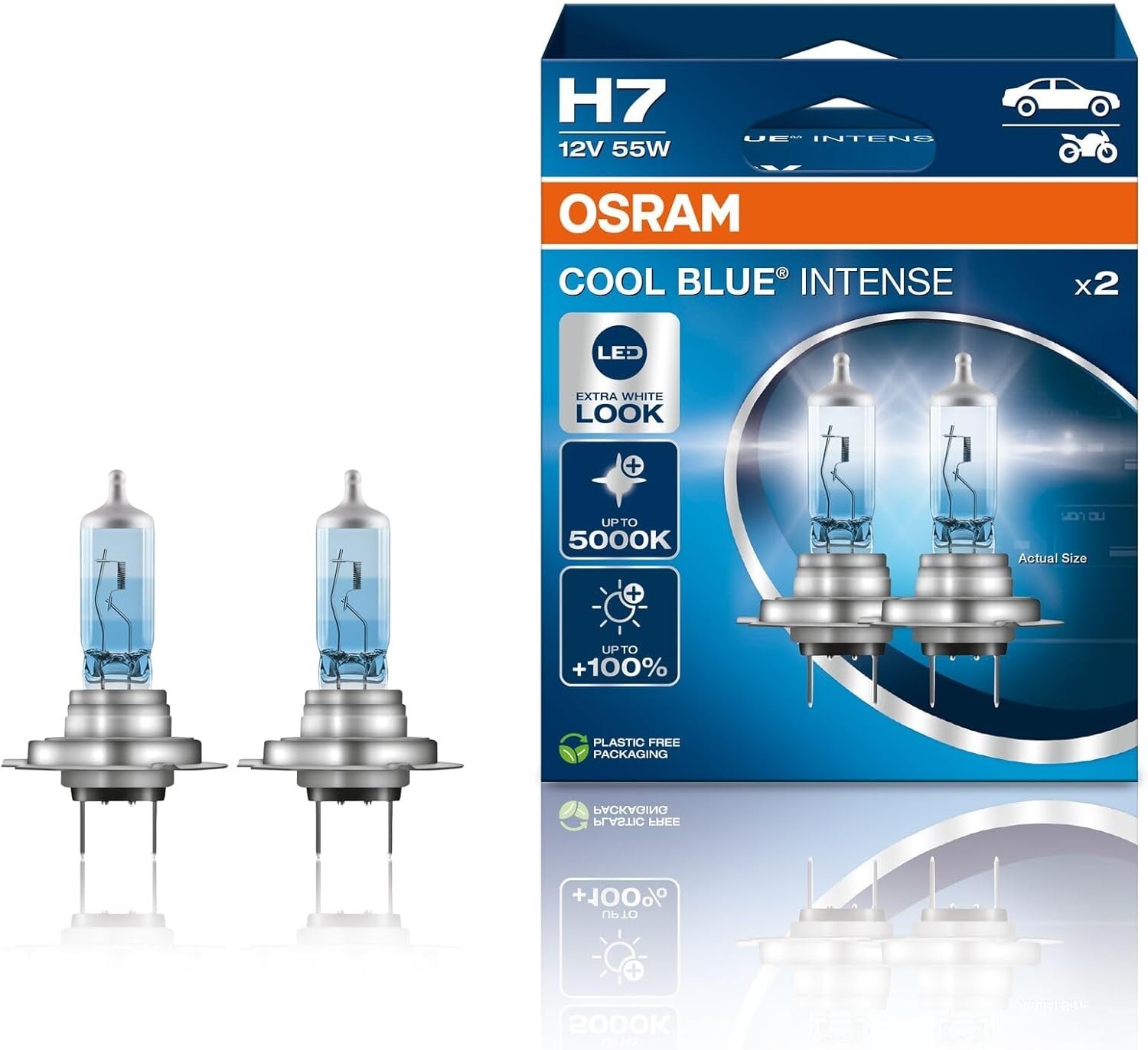 OSRAM Cool Blue Intense  5000K H7 (Twin) - Twin Pack 100% Car Bulbs