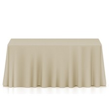10 Pack 90" x 132" Rectangular Polyester Fabric Tablecloths for Wedding - Beige