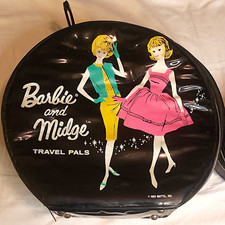 Mattel Barbie Midge Travel Pals Black Zip Case Carry Handle Graphic Print